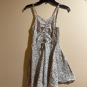 SHEIN Cream Floral Ruched Dress